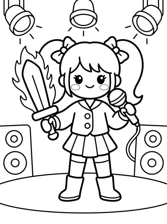Desenho de Vocalista com Espada Mágica de Luz para colorir e imprimir grátis