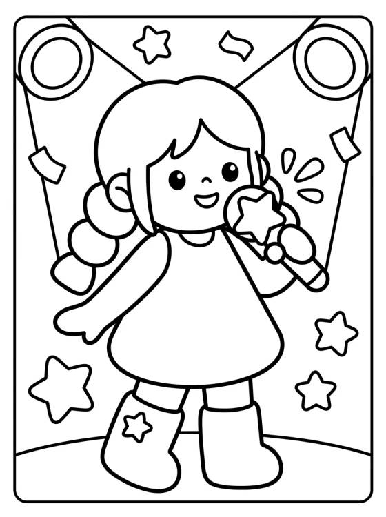 Desenho de Vocalista Estelar no Palco para colorir e imprimir grátis