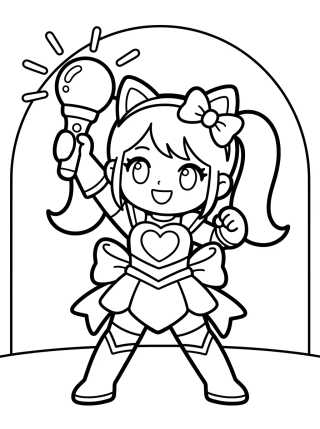 Desenho de Dançarina Guerreira com Bastão de Luz para colorir e imprimir grátis
