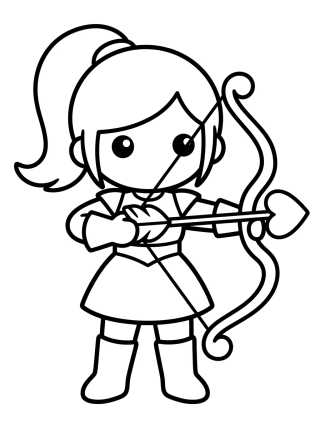 Desenho de Guerreira K-Pop Arqueira Encantada para colorir e imprimir grátis