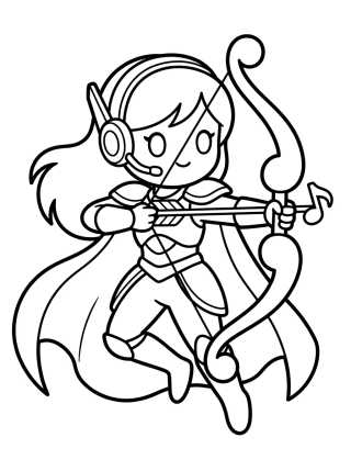 Guerreira K-Pop Ninja Musical para colorir Desenho de Guerreira K-Pop Ninja Musical para colorir e imprimir grátis