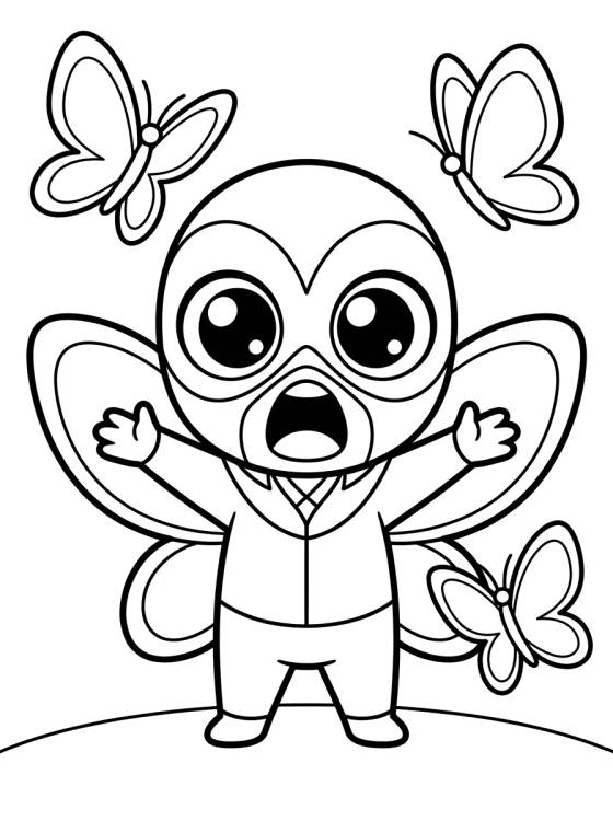 Desenho de Chibi Hawk Moth Engraçado para colorir e imprimir grátis