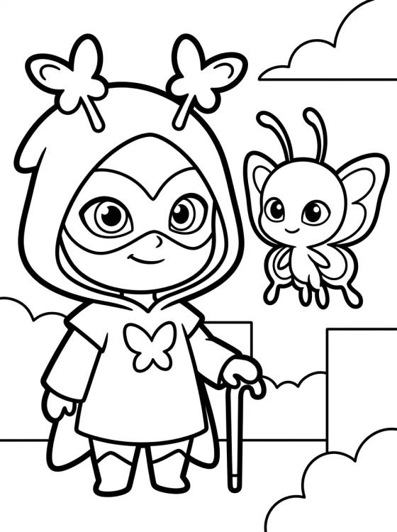 Desenho de Hawk Moth e o Kwami Nooroo para colorir e imprimir grátis