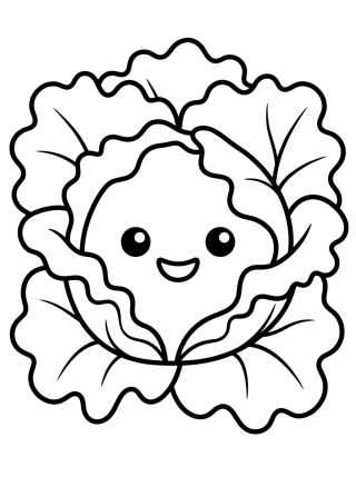 Desenho de Alface Crespa Feliz para colorir e imprimir grátis