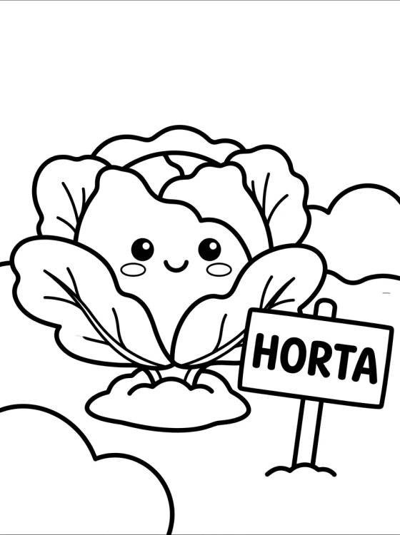 Alface Fofinha na Horta para colorir Desenho de Alface Fofinha na Horta para colorir e imprimir grátis