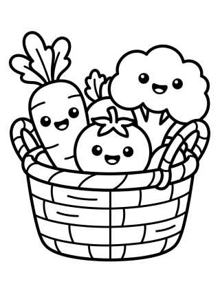 Desenho de Cesta de Legumes da Horta para colorir e imprimir grátis