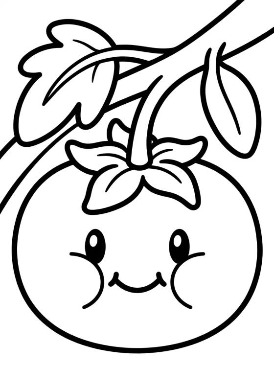 Desenho de Tomate Feliz no Pé para colorir e imprimir grátis