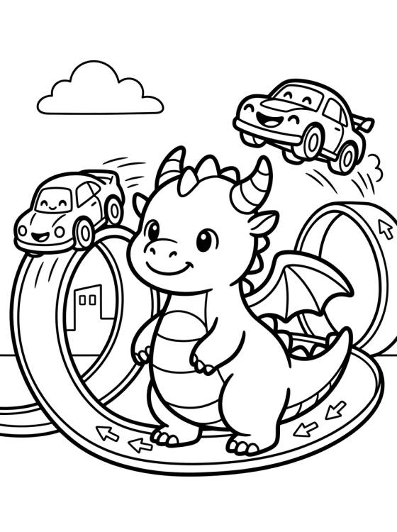 Ataque do Dragão Hot Wheels City para colorir Desenho de Ataque do Dragão Hot Wheels City para colorir e imprimir grátis