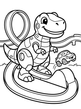 Desenho de Ataque do T-Rex em Hot Wheels City para colorir e imprimir grátis