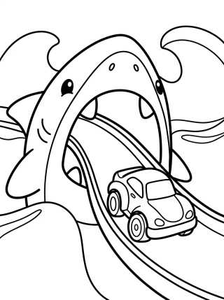 Desenho de Ataque do Tubarão na Pista Hot Wheels para colorir e imprimir grátis