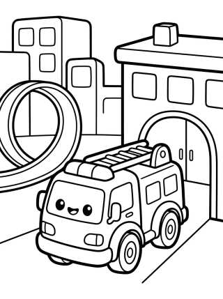 Desenho de Caminhão de Bombeiros em Hot Wheels City para colorir e imprimir grátis
