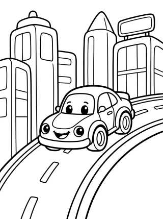 Carrinho de Pista no Prédio da Cidade para colorir Desenho de Carrinho de Pista no Prédio da Cidade para colorir e imprimir grátis