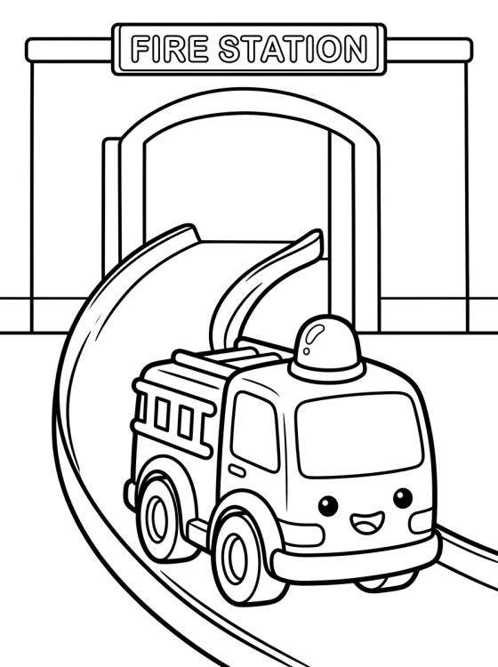 Desenho de Carro de Bombeiro na Cidade Hot Wheels para colorir e imprimir grátis