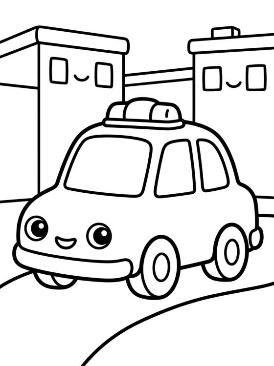 Desenho de Carro de Polícia em Patrulha para colorir e imprimir grátis