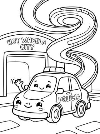 Desenho de Carro de Polícia na Garagem para colorir e imprimir grátis