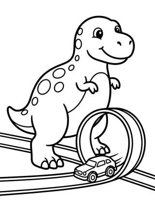 Desenho de Dino Ataque na Pista Hot Wheels para colorir e imprimir grátis