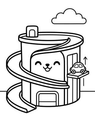 Desenho de Garagem Central Hot Wheels City para colorir e imprimir grátis