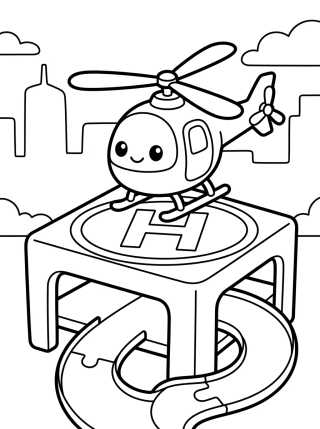 Desenho de Helicóptero Hot Wheels na Pista para colorir e imprimir grátis