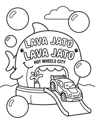 Lava Jato Tubarão Hot Wheels City para colorir Desenho de Lava Jato Tubarão Hot Wheels City para colorir e imprimir grátis