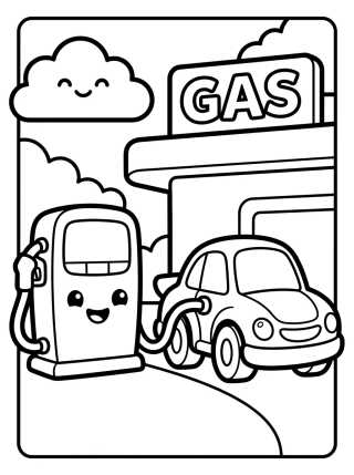 Desenho de Posto de Gasolina Hot Wheels City para colorir e imprimir grátis