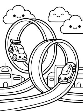 Desenho de Super Looping em Hot Wheels City para colorir e imprimir grátis