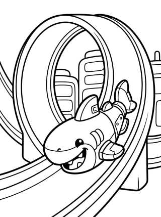 Desenho de Tubarão Robô de Hot Wheels City para colorir e imprimir grátis