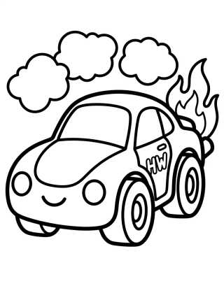 Desenho de Carrinho Esportivo Hot Wheels com Chamas para colorir e imprimir grátis
