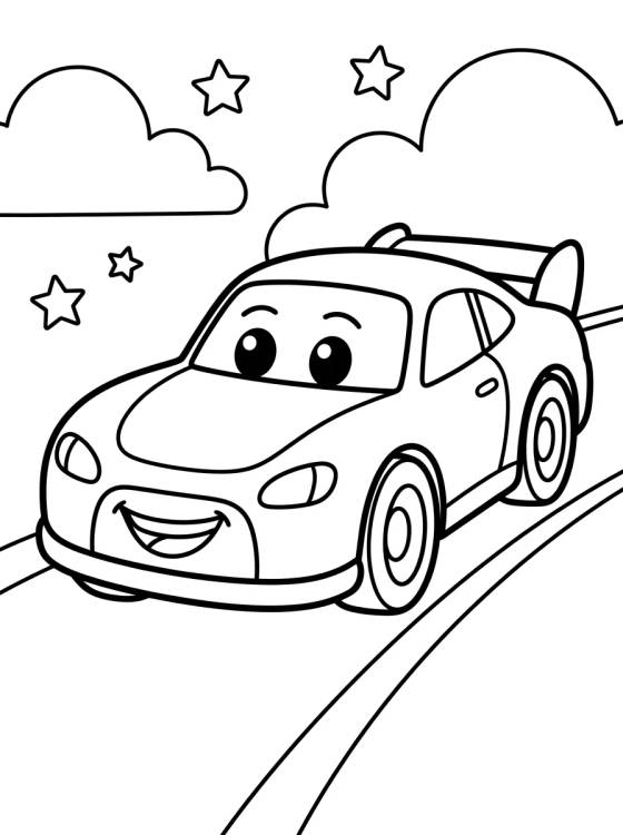 Desenho de Carro de Corrida Hot Wheels Fofo para colorir e imprimir grátis