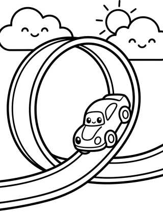 Desenho de Hot Wheels Fazendo Loop na Pista para colorir e imprimir grátis