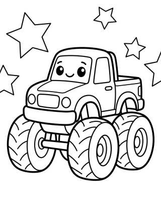 Desenho de Hot Wheels Monster Truck Fofinho para colorir e imprimir grátis