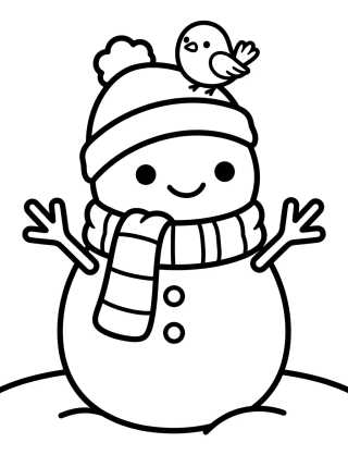 Desenho de Boneco de Neve de Cachecol para colorir e imprimir grátis