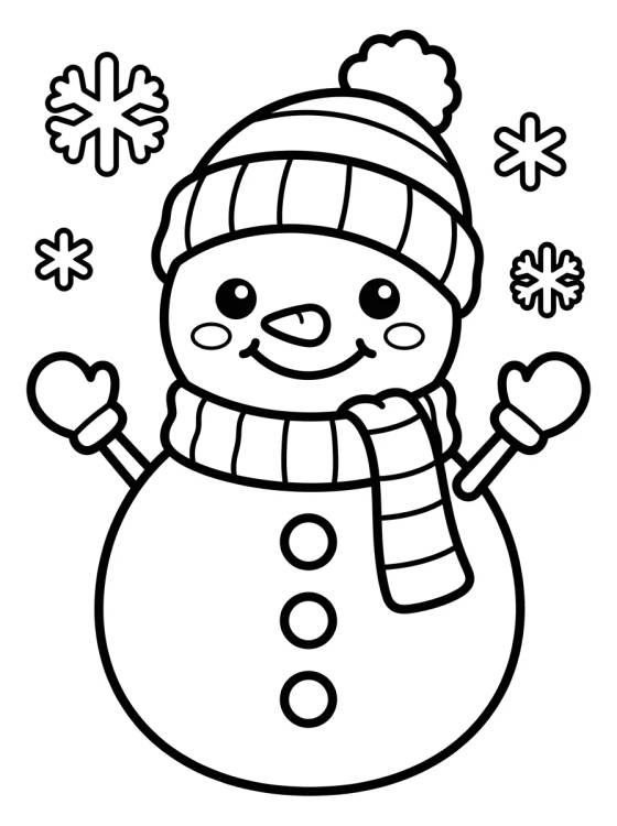 Desenho de Boneco de Neve Fofinho com Cachecol para colorir e imprimir grátis