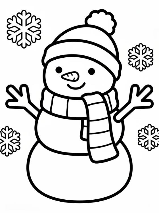 Boneco de Neve Fofo com Cachecol para colorir Desenho de Boneco de Neve Fofo com Cachecol para colorir e imprimir grátis
