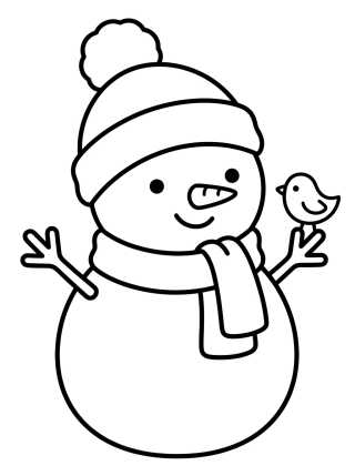 Boneco de Neve Kawaii para colorir Desenho de Boneco de Neve Kawaii para colorir e imprimir grátis