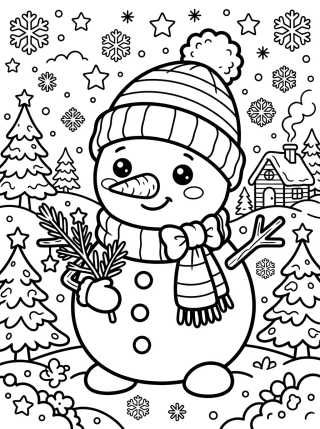 Desenho de Boneco de Neve Kawaii para colorir e imprimir grátis