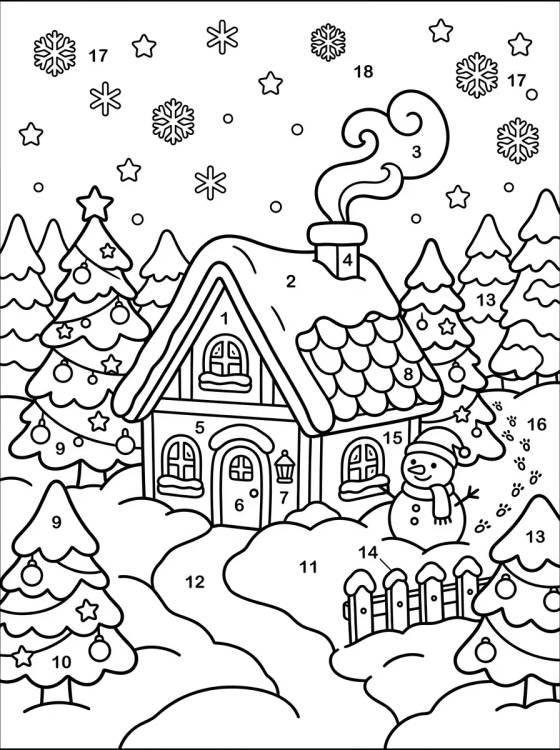 Desenho de Casinha na Neve para colorir e imprimir grátis