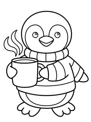 Desenho de Pinguim com Agasalho de Frio para colorir e imprimir grátis