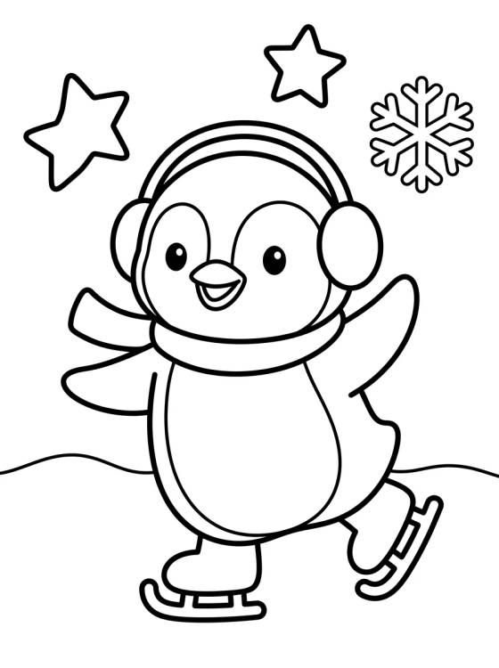 Pinguim Feliz Patinando no Gelo para colorir Desenho de Pinguim Feliz Patinando no Gelo para colorir e imprimir grátis