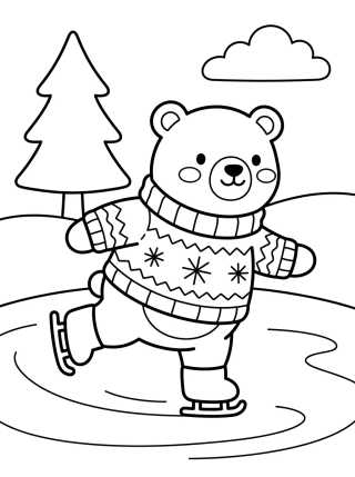 Desenho de Urso Polar com Suéter de Lã para colorir e imprimir grátis