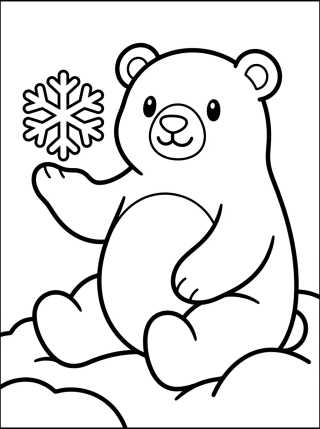 Desenho de Urso Polar e Flocos de Neve para colorir e imprimir grátis