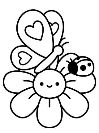 Borboleta Fofa Pousada na Flor para colorir Desenho de Borboleta Fofa Pousada na Flor para colorir e imprimir grátis