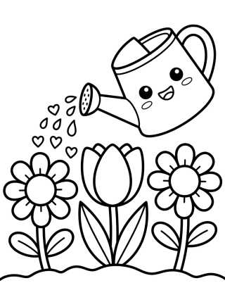 Regador Encantado com Flores para colorir Desenho de Regador Encantado com Flores para colorir e imprimir grátis