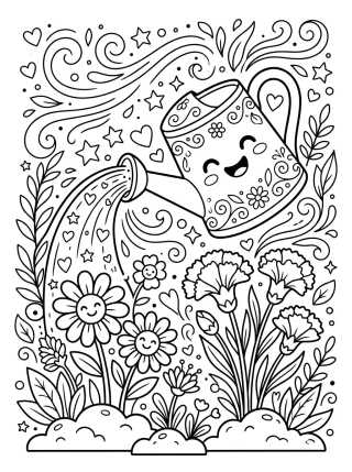 Desenho de Regador Mágico de Flores para colorir e imprimir grátis