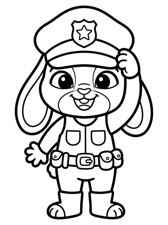 Desenho de Judy Hopps Policial Sorrindo para colorir e imprimir grátis