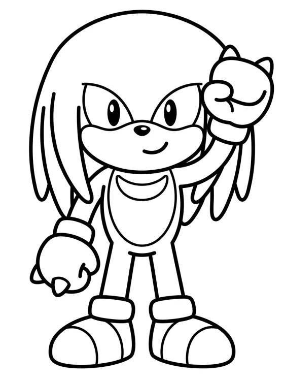 Desenho de Knuckles Acenando Fofo para colorir e imprimir grátis