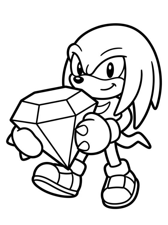 Knuckles com a Esmeralda do Caos para colorir Desenho de Knuckles com a Esmeralda do Caos para colorir e imprimir grátis