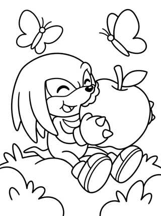 Knuckles Comendo Frutas para colorir Desenho de Knuckles Comendo Frutas para colorir e imprimir grátis