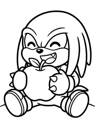 Desenho de Knuckles Comendo uma Fruta para colorir e imprimir grátis