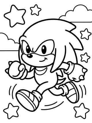 Desenho de Knuckles Correndo Feliz para colorir e imprimir grátis