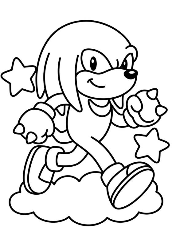 Desenho de Knuckles Correndo Feliz para colorir e imprimir grátis